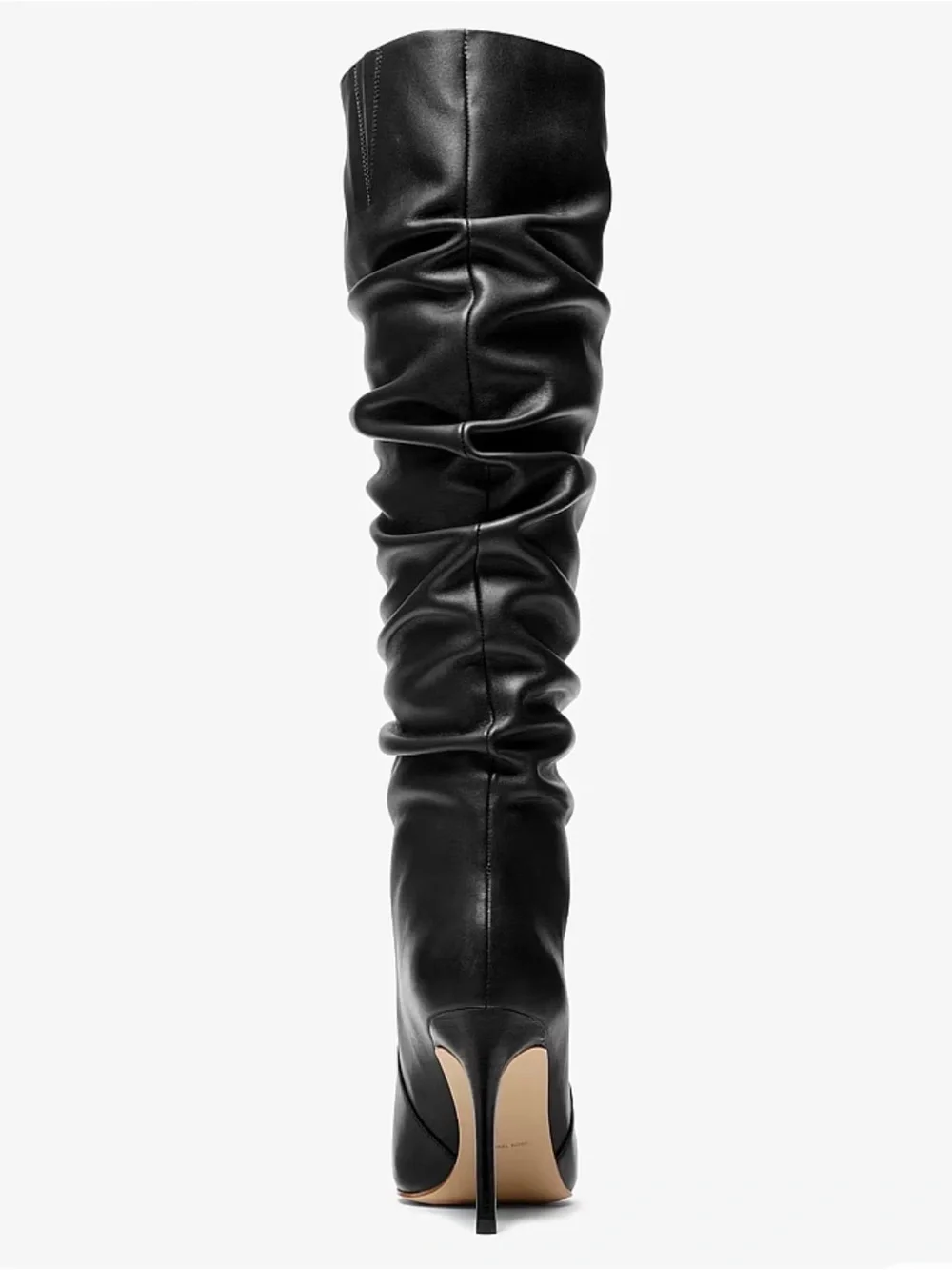 Michael Kors Black Slouchy Knee-High Pointed-Toe Stiletto Dawn Leather Boots